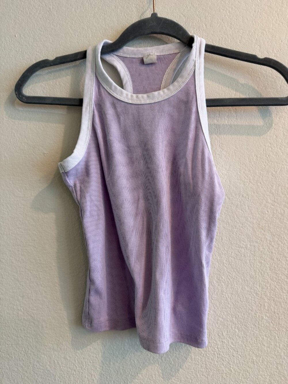 Old Navy Lavender Purple Ribbed Racerback Tank Top White Trim Girls